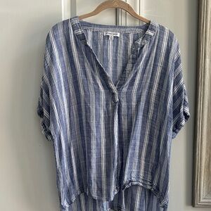 Studio West Navy and White Striped Button Down Shirt